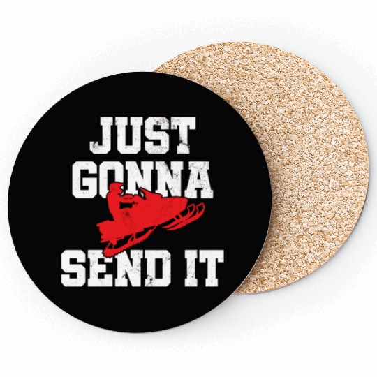 Snowmobile Just Gonna Send It Funny Freestyle Moto Coasters