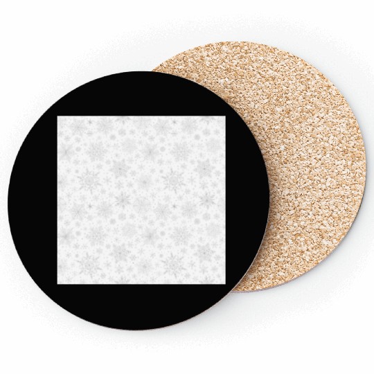 Modern Snowflakes Pattern White Silver Coasters