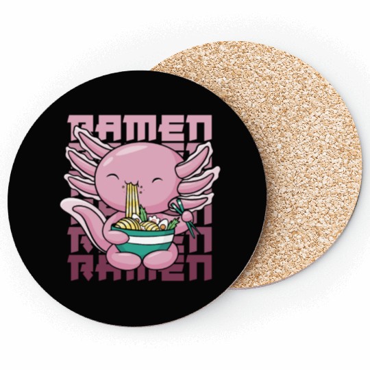 Axolotl Ramen Funny Ramen Lover Gift Coasters