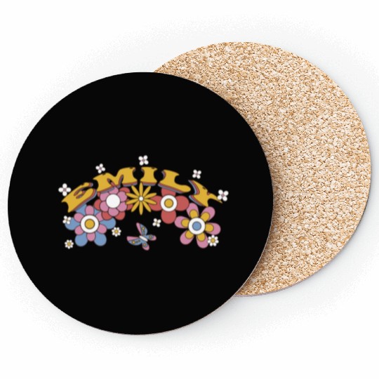 Emily Groovy Flower Tie Dye, Emily Hippie Flower Coasters