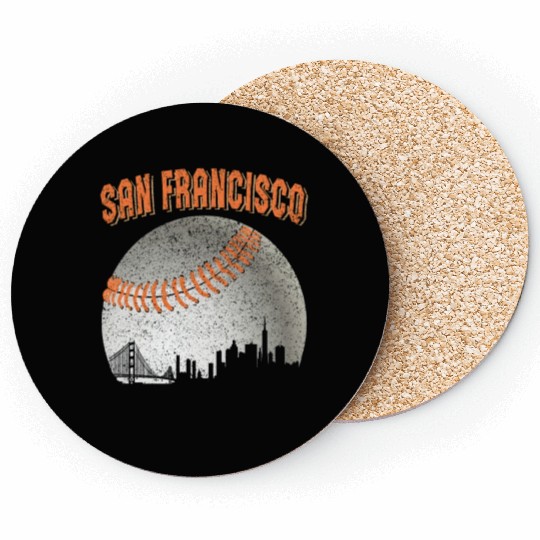 San Francisco Vintage Skyline Baseball For Gameday Coasters