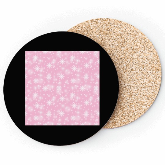 Pink Snowflakes Pattern Coasters