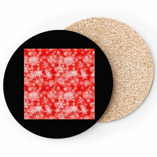 Red White Snowflakes Pattern Coasters