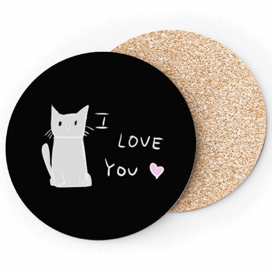 i love you cat animal cute Coasters