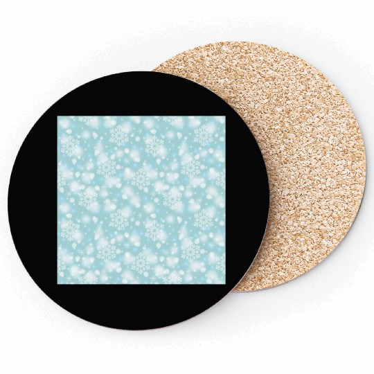 Teal Snowflakes Pattern Coasters
