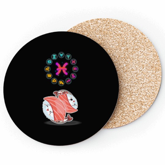 Japanese Sushi Funny Pisces Zodiac Funny Sushi Pun Coasters