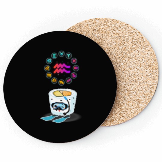 Japanese Sushi Funny Aquarius Zodiac Sushi Lover Coasters