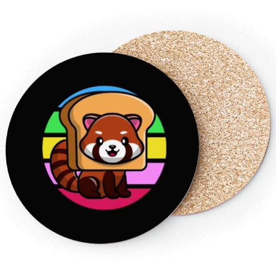 Red Panda In Toast Coasters