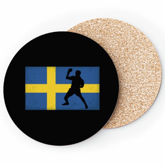 Sweden Table Tennis Player Swedish Flag Coasters