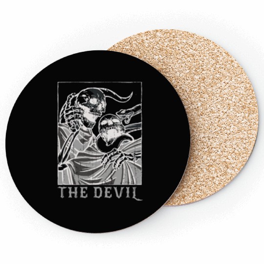 Skeleton Bones Tarot Card Occult Devil Gothic Coasters