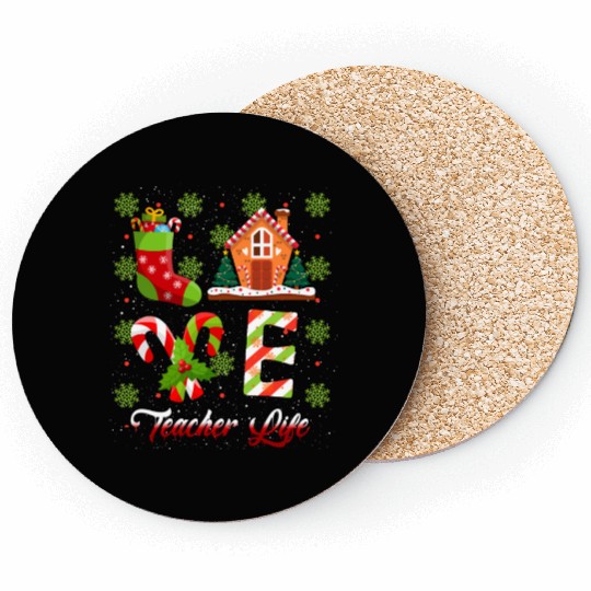 Love Christmas Teacher Life Coasters