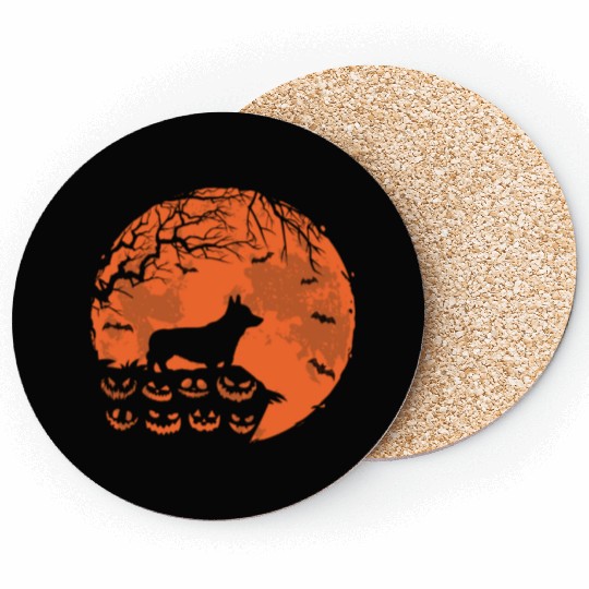 Corgi And Moon Halloween Funny Dog Lover Gift Coasters