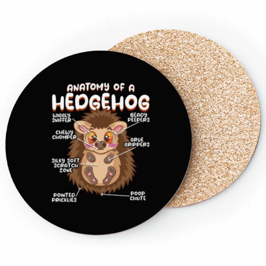 Anatomy Of A Funny Hedgehog Coasters