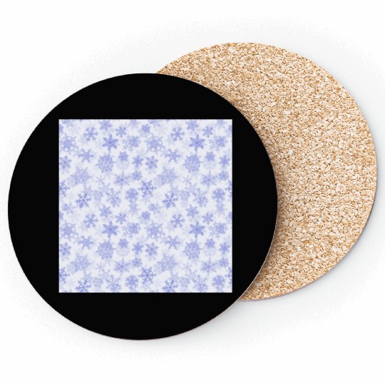 Elegant Snowflakes Pattern White Purple Coasters
