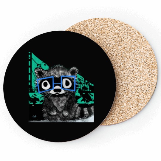 Raccoon #3 Mary Jane Bookworm Coasters