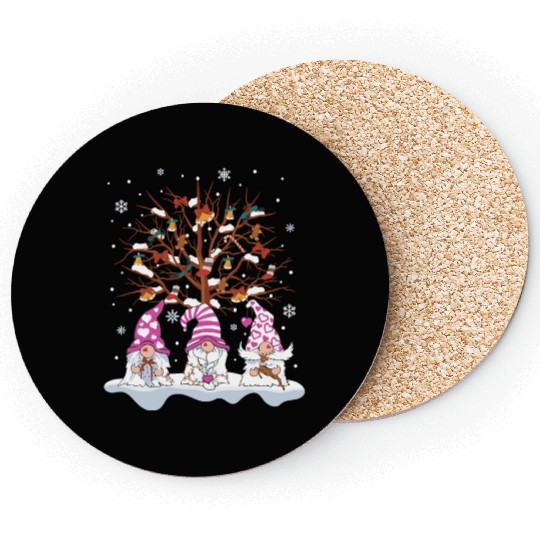 Three Nordic Gnomes Winter Christmas Swedish Elves Coasters