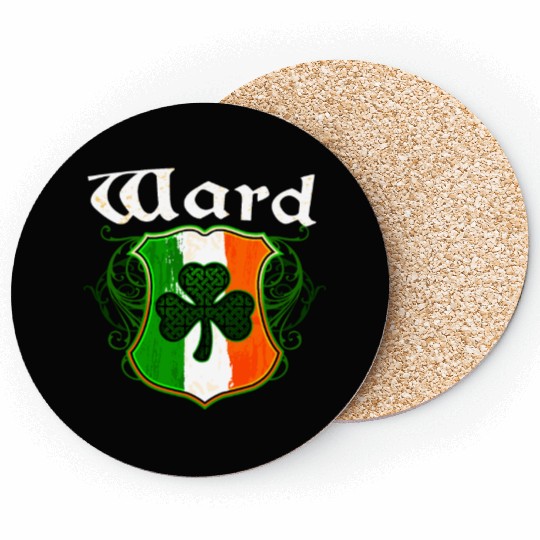 Ward Irish Surname Ireland Flag Shield Shamrock Coasters