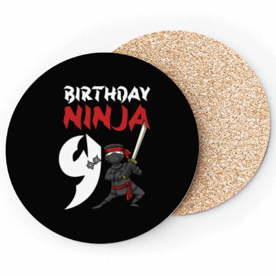 Birthday Party 9 Years Old Japanese Ninja Birthday Coasters