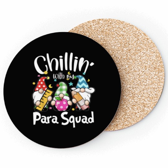 Para Squad Chillin Gnomes Christmas Teacher Coasters