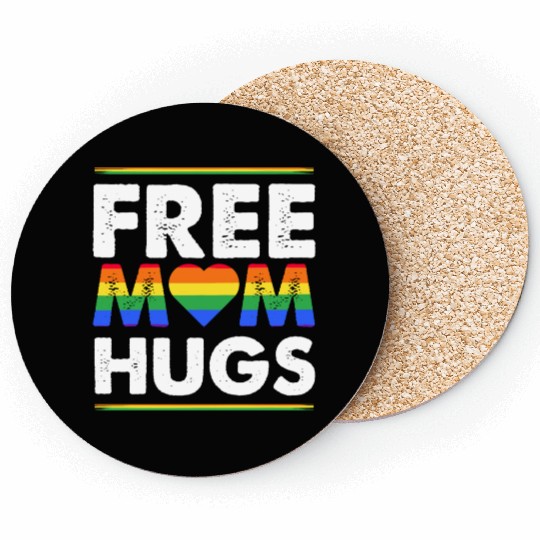 Free Mom Hugs Rainbow Parade Pride Month LGBTQ Coasters