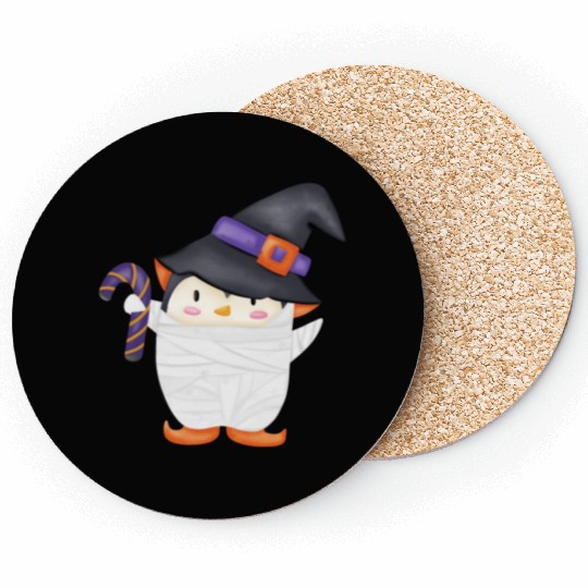 Halloween Penguin in a mummy costume Coasters
