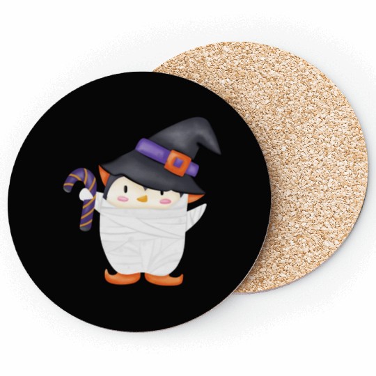 Halloween Penguin in a mummy costume Coasters