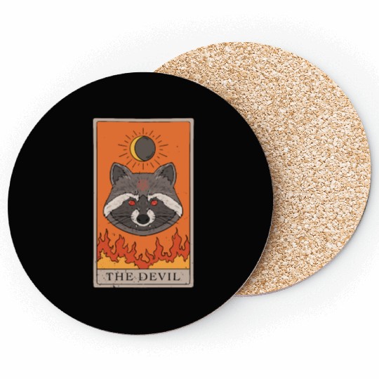 Raccoon Devil Tarot Card Reader Coasters