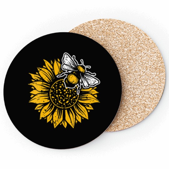 Womens Bumblebee Sunflower Springtime Save The Bee Coasters