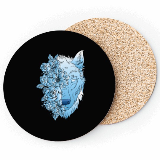 Floral Wolf Coasters