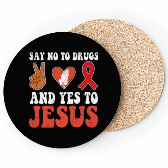 Peace Ribbon Week Awareness Yes Jesus Wear Red Coasters