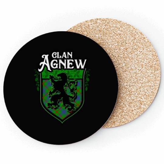 Clan Agnew Scottish Tartan Rampant Lion Celtic Coasters