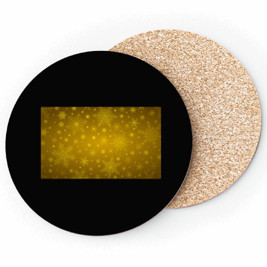Beautiful Yellow Snowflakes Pattern Coasters