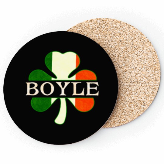 Boyle Irish Surname Ireland Flag Shamrock Coasters