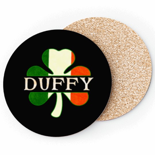 Duffy Irish Surname Ireland Flag Shamrock Coasters