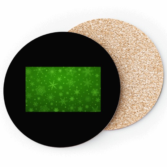 Abstract Green Snowflakes Pattern Coasters