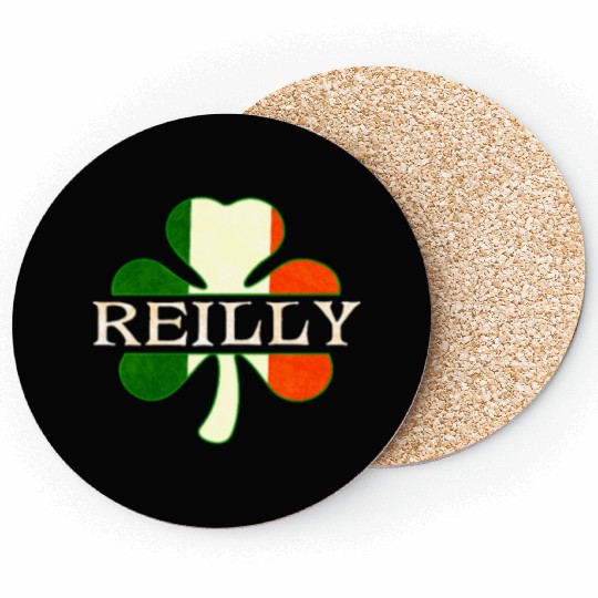 Reilly Irish Surname Ireland Flag Shamrock Coasters
