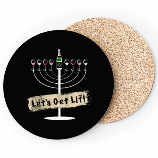 Let's Get Lit Wine Lovers Hanukkah Coasters