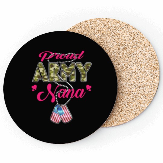 Proud Army Nana US Flag Camo Dog Tags Military Gra Coasters