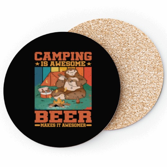 Camping Is Awesome, Beer Makes It Awesomer 2 Coasters