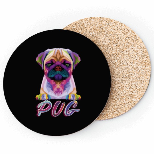 Dog Breed Colorful Pug Coasters