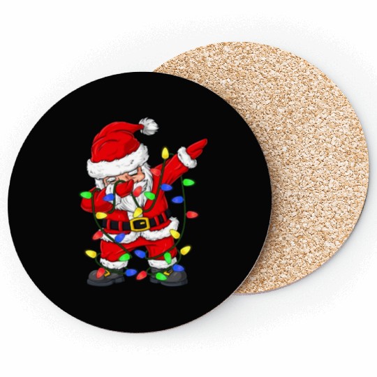 Dabbing Santa Claus Christmas Tree Lights Boys Kid Coasters