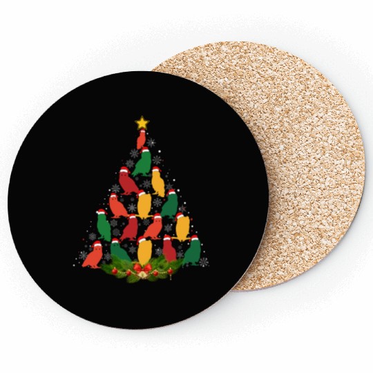 Family Matching Christmas Pajama Owl Xmas Tree Coasters
