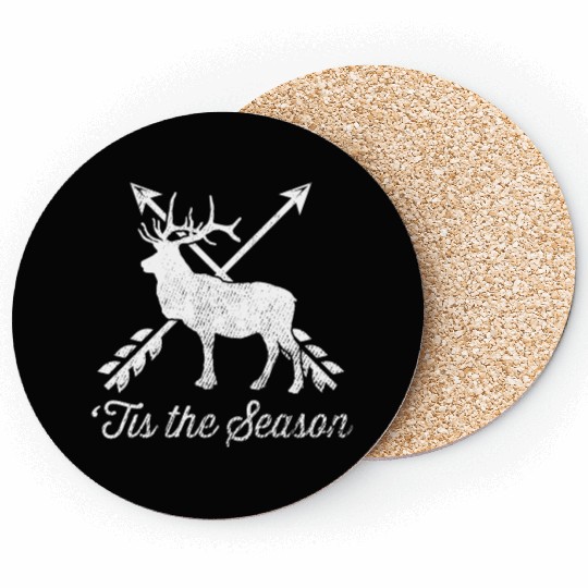 'Tis The Season Funny Deer Bow Hunting Hunter Gift Coasters