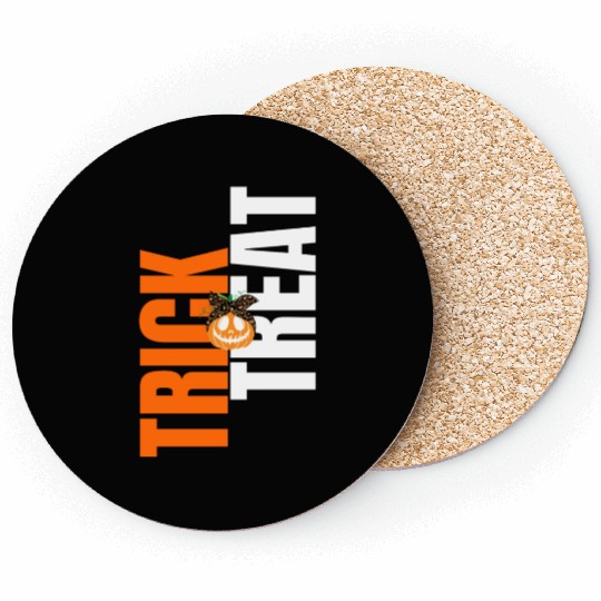 trick or treat Typography Saying Coasters
