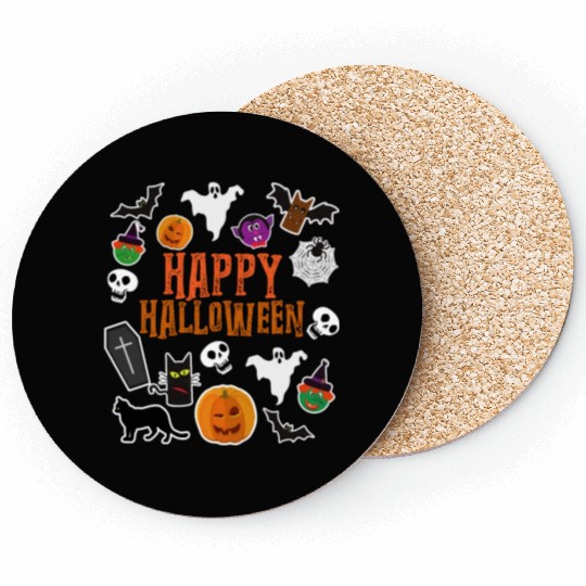 Pumpkin Lantern Skull Ghost Happy Halloween Coasters
