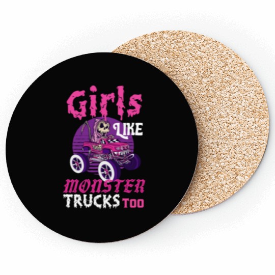 Girls Like Monster Trucks Grim Reaper Halloween Coasters