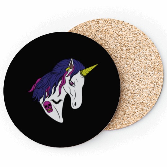 Goth Unicorn Zombie Gothic Occult Halloween Coasters