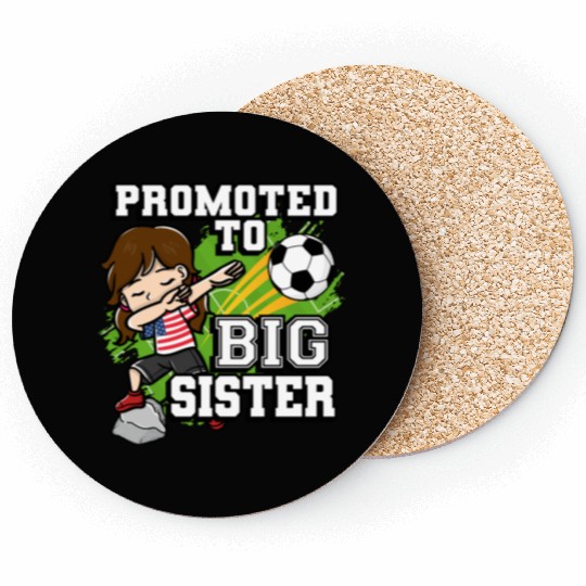 Promoted To Big Sister Soccer Player American Flag Coasters