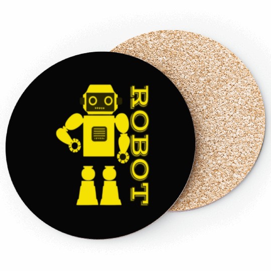 Yellow robot 3d. Coasters