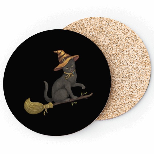 Black Cat Witch Coasters